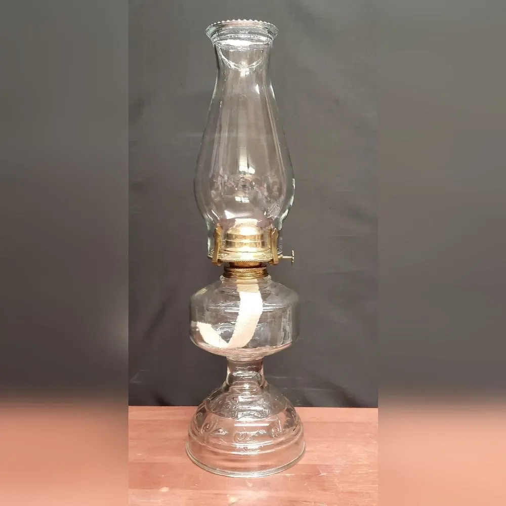 Vintage Lamplight Farms Clear Glass Hurricane Oil Lamp New Wick